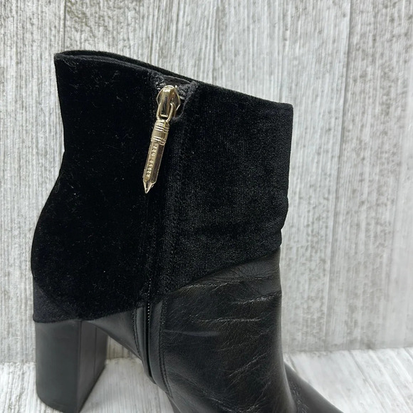 TED BAKER Leather/Suede Block Heel Booties - Picture 8 of 9